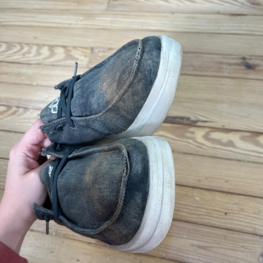 Hey Dude Wally Distressed Denim Studded Loafers womens 10 Grey Blue Slip On Shoe - Picture 8 of 10